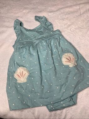 Carter's Aqua Polka Dot Shell Appliqué Romper